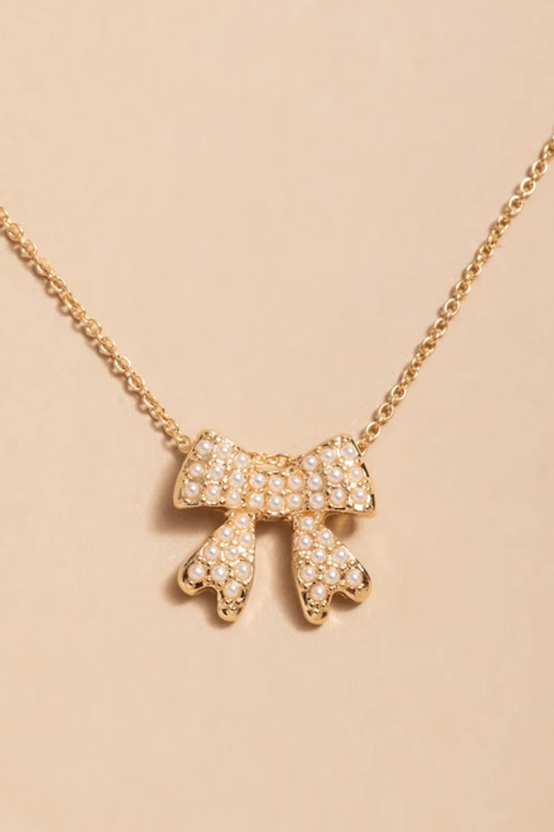 Rossane Pave Bow Pendant Necklace