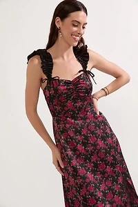 Melissa Floral Satin Midi Dress
