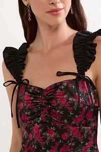 Melissa Floral Satin Midi Dress