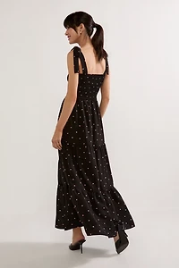 Ramona Heart Pattern Tiered Maxi Dress