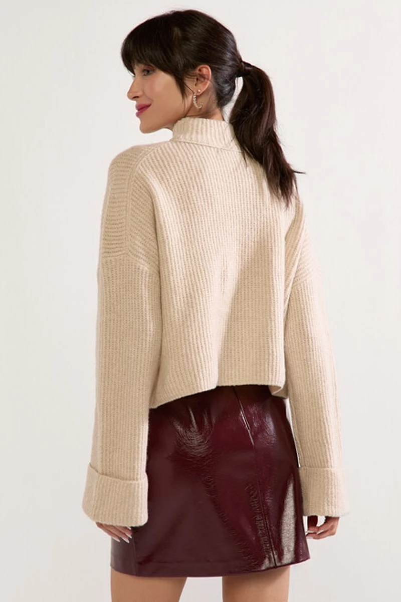 Emma Mock Neck Fairisle Front Sweater