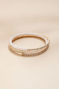 Wendy Pearl And Crystal Wrap Strand Bracelet