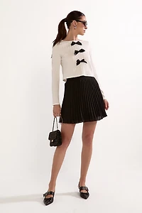 Noelle Bow Applique Rib Knit Top