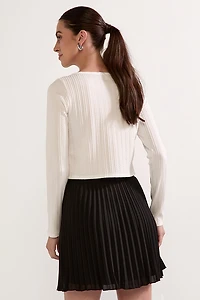 Noelle Bow Applique Rib Knit Top