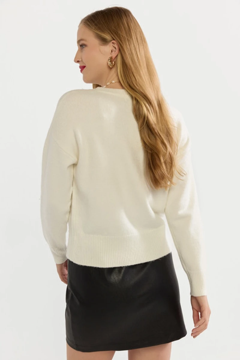 Mia Fuzzy Heart Pullover Sweater
