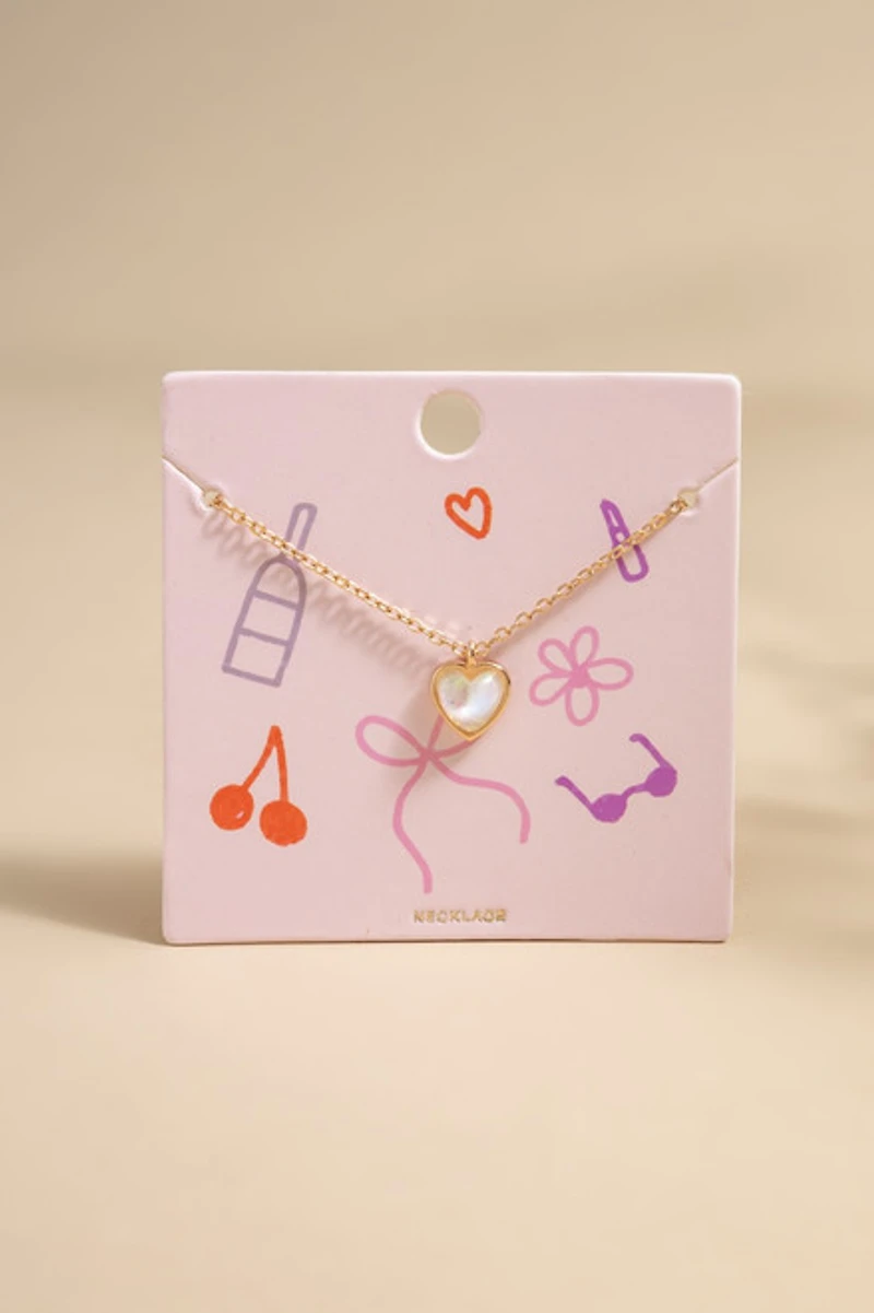 Amanda Opal Heart Pendant Carded Necklace