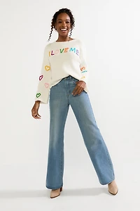 I Love Me 3D Stitch Pullover Sweater