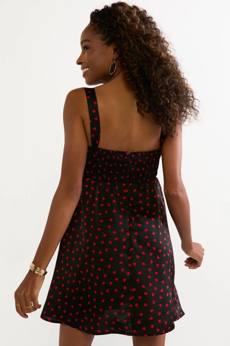 Stefanie Heart Ditsy Mini Dress