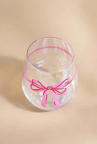 Anne Bow Pattern Stemless Wine Glass