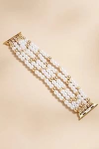 Amy Gold And Pearl Beaded Watch Band Bracelet