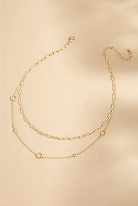 Kimberly Clover Outline Crystal Layered Necklace