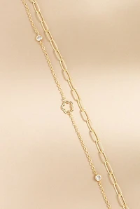 Kimberly Clover Outline Crystal Layered Necklace