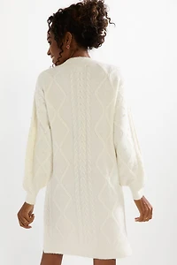 Elsa Pearl Embellished Cable Sweater Mini Dress