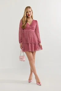 Tammie Puff Sleeve Shimmer Mini Dress