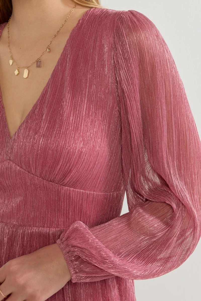 Tammie Puff Sleeve Shimmer Mini Dress