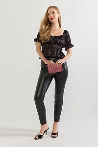 Donna Satin Bow Print Blouse