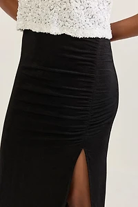 Janis Cinched Fitted Slit Midi Skirt