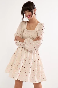 Shannon Heart Ditsy Tiered Mini Dress