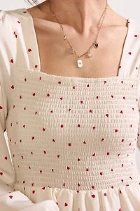 Shannon Heart Ditsy Tiered Mini Dress