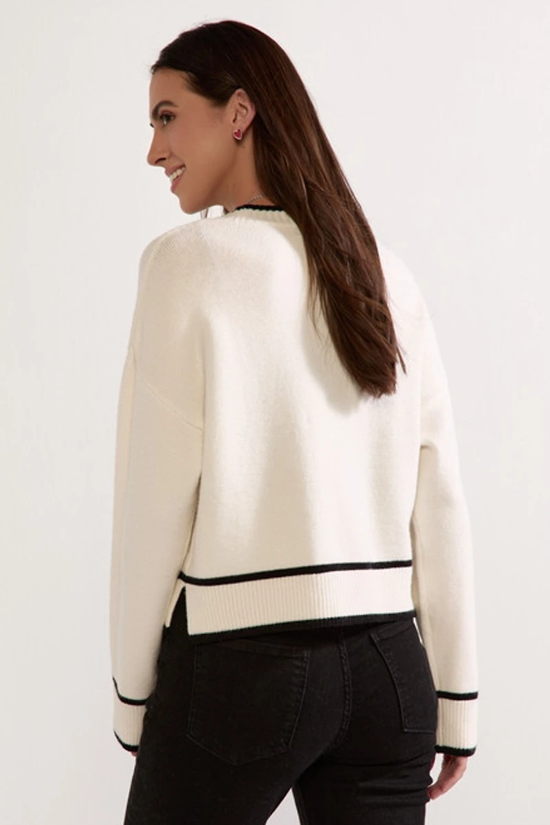 Mandy Black Trim Short Cardigan