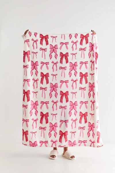 Betsy Pink Bow Graphic Throw Blanket