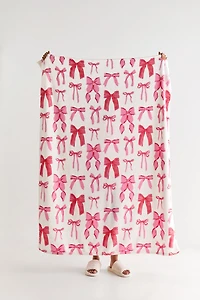 Betsy Pink Bow Graphic Throw Blanket
