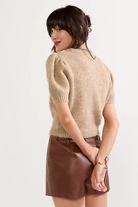 Margaret Short Puff Sleeve Sweater Top