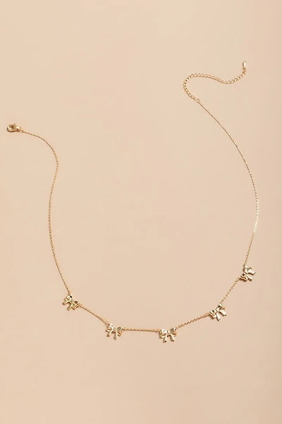 Sylvia Golden Bow Station Necklace