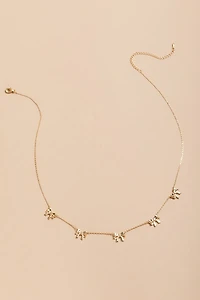 Sylvia Golden Bow Station Necklace
