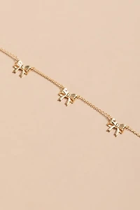 Sylvia Golden Bow Station Necklace
