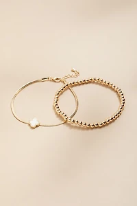 Judith Clover Charm And Gold Bead Bracelet Set