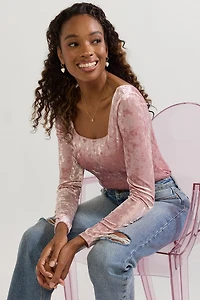 Stacy Square Neck Velvet Bodysuit