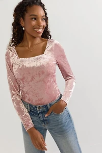Stacy Square Neck Velvet Bodysuit