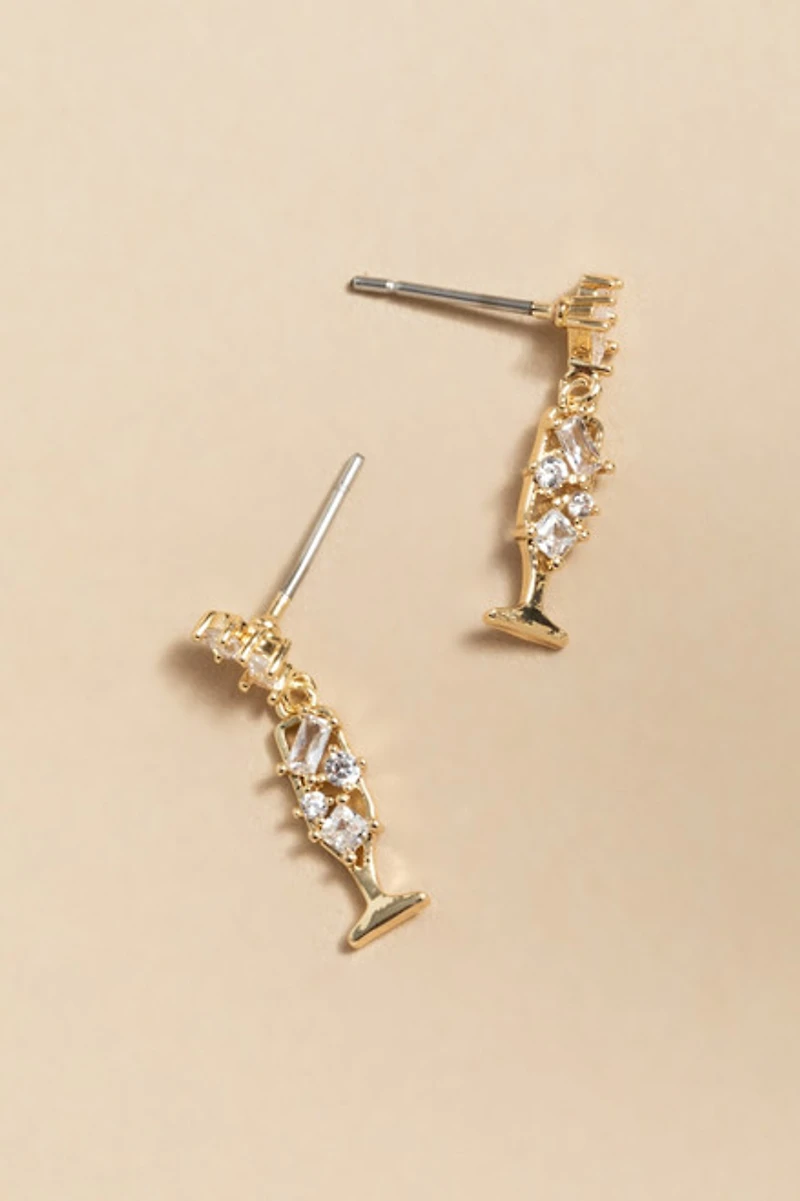 Kate Mini Pave Champagne Drop Earrings