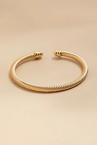 Mallory Twisted Gold Open Cuff Bracelet