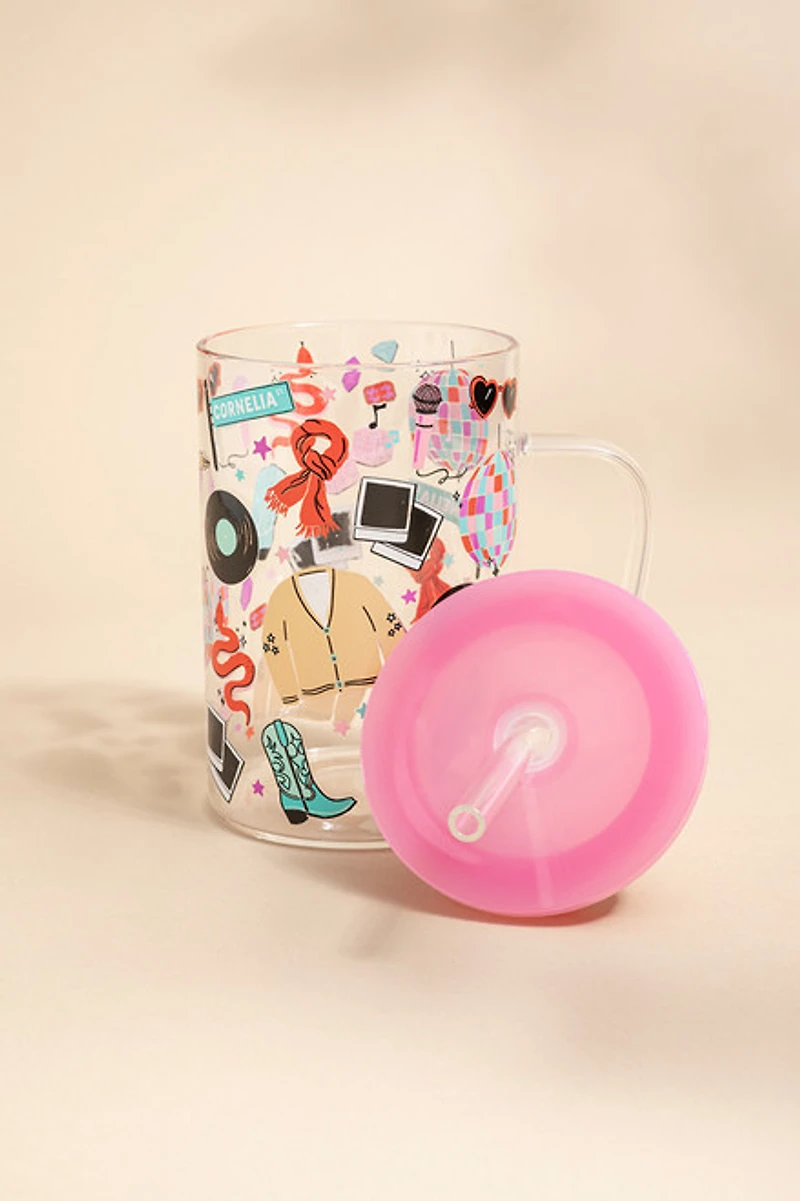 Belle Pop Star Icon Pattern 15oz Glass Mug