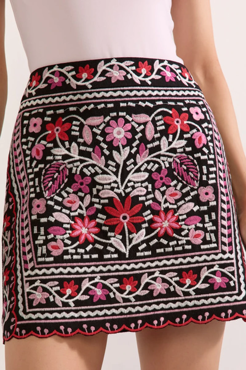 Melissa Floral Embroidered Mini Skirt