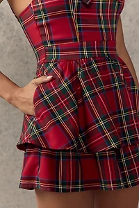 Madelyn Bow Front Tiered Plaid Romper