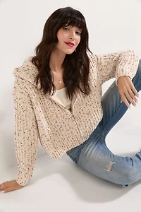Wendi Popcorn Chenille Zip Up Cardigan