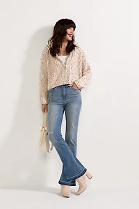 Wendi Popcorn Chenille Zip Up Cardigan