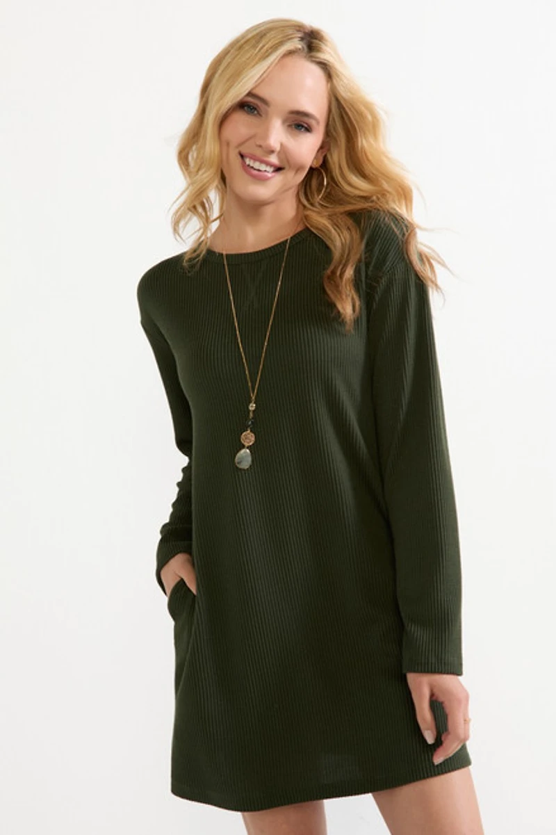 Lucy Rib Knit Shift Mini Dress