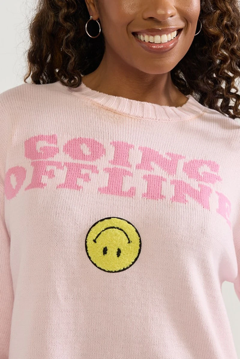 Going Offline Smiley Pullover Sweater