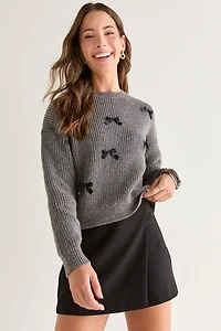 Nora Bow Applique Pullover Sweater