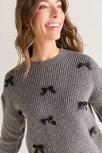 Nora Bow Applique Pullover Sweater