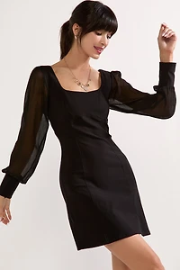 Janine Square Neck Stretch Mini Dress