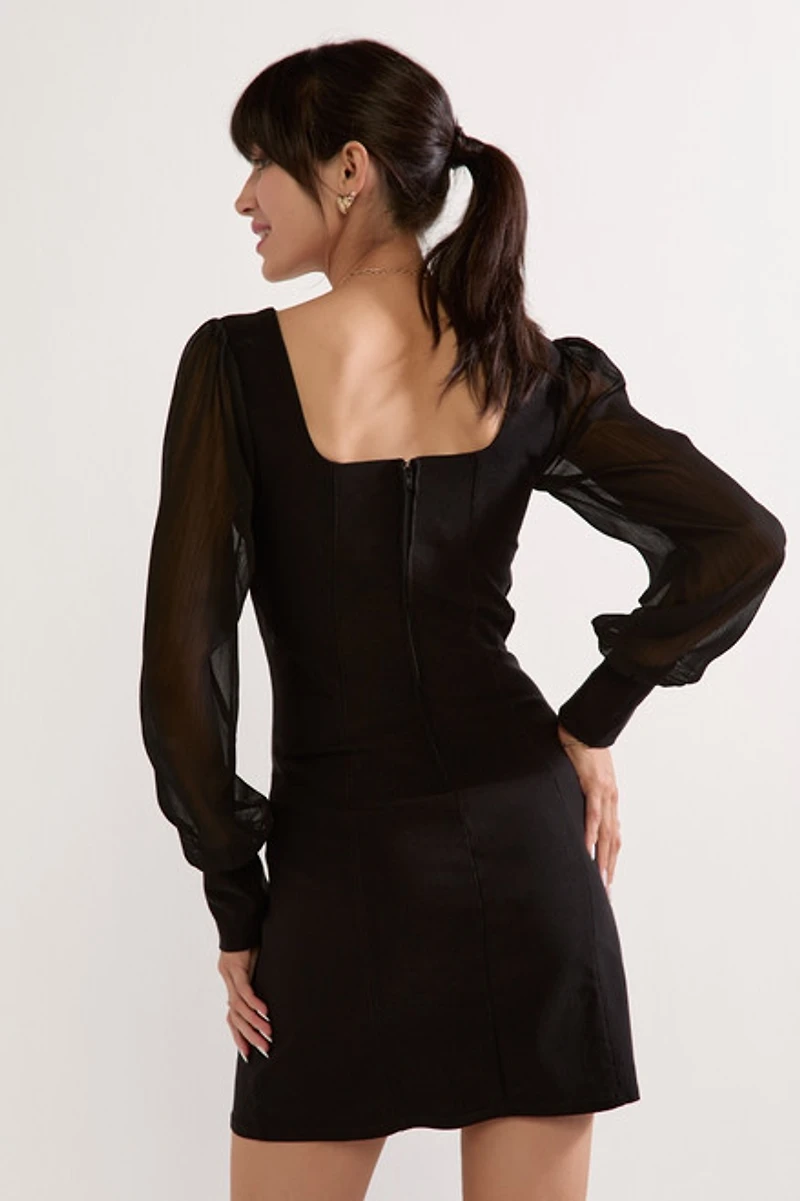 Janine Square Neck Stretch Mini Dress