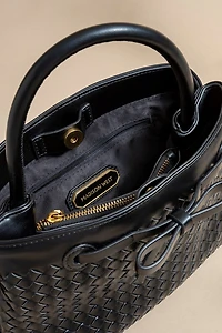 Cassy Woven Vegan Leather Satchel Bag