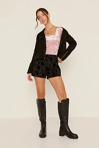 Terri Velvet Floral Jacquard Shorts