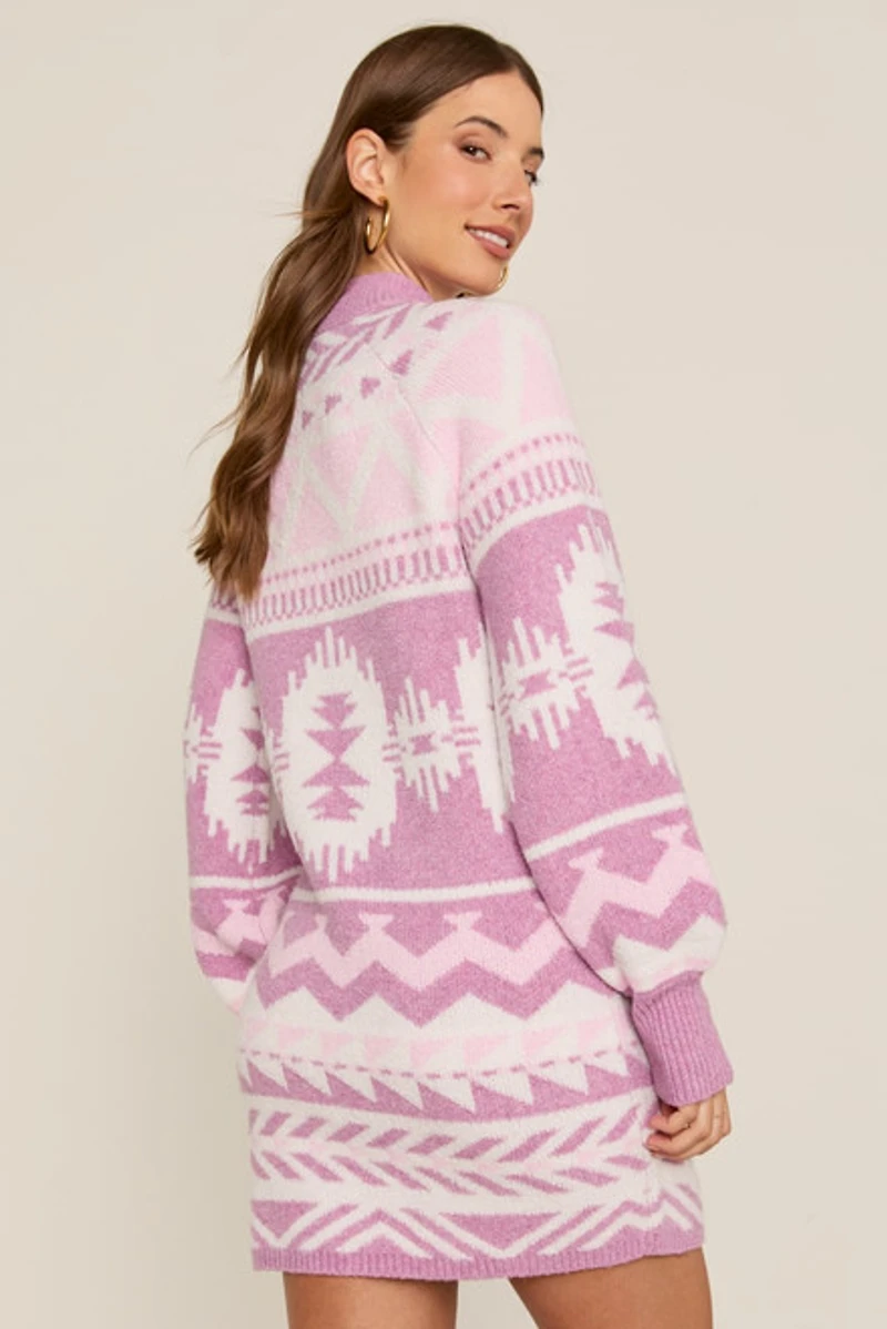 Alice Geo Print Mini Sweater Dress