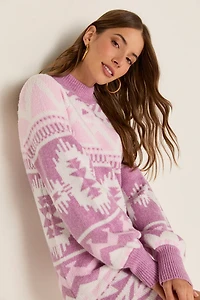 Alice Geo Print Mini Sweater Dress